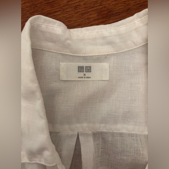 Uniqlo Linen Button-down Shirt- White - Picture 3 of 3